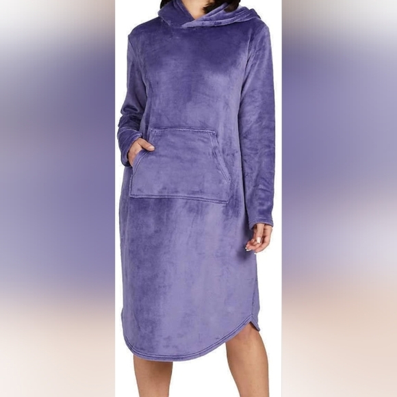 32 Degrees Purple Hooded Sleeplounger Gown Velour Velvet Size Large - Picture 2 of 13
